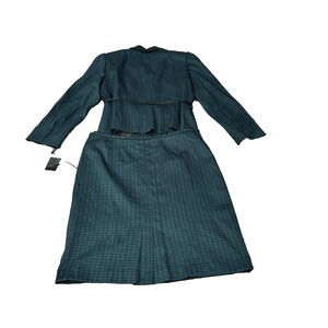 Tahari Arthur S Levine Womens Blue Black Classic Belted 2 Piece Skirt Suit Sz 18